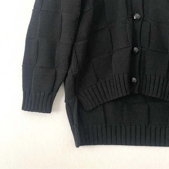 ⭐️HP⭐️ GANNI Smiley Face Oversized-Collar Basketweave Cardigan - Picture 6 of 16